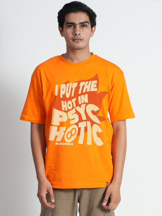 Bloopers Psychotic Orange Drop shoulder Oversized T-shirt