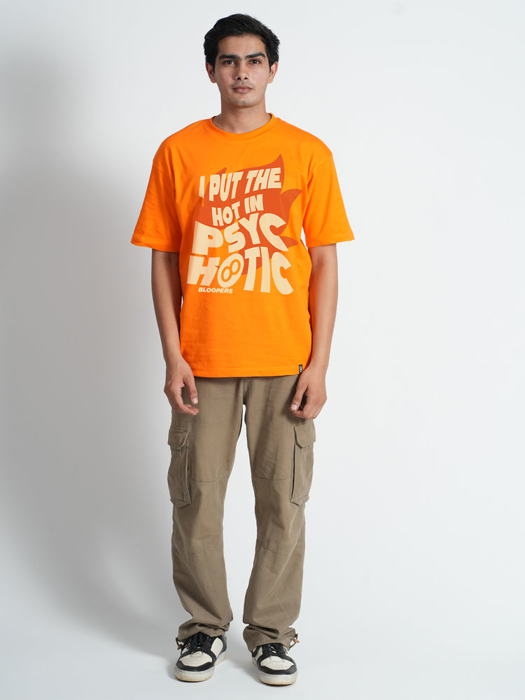 Bloopers Psychotic Orange Dropshoulder Oversized T-shirt