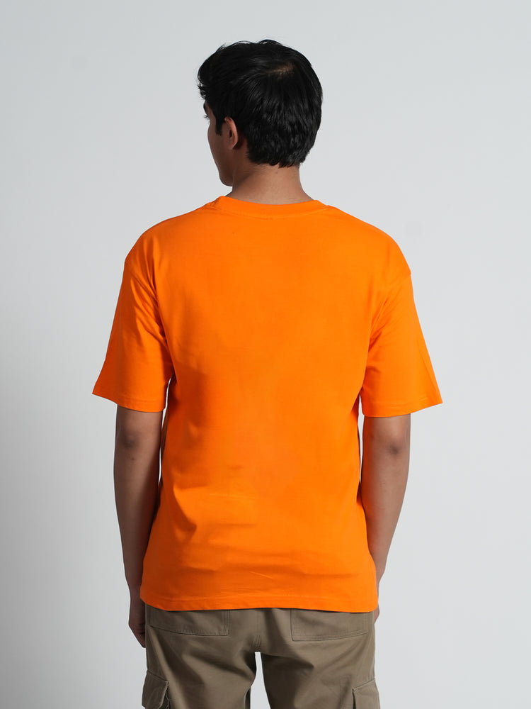 HUSTLE HERO GRAPHIC PRINT ORANGE OVERSIZED T-SHIRT