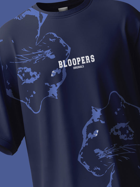 Tiger Blue Oversized Graphic Printed Hoodie For Men