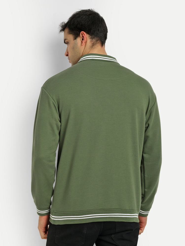 Men's Oversized Winter Wear Green Sweatshirt