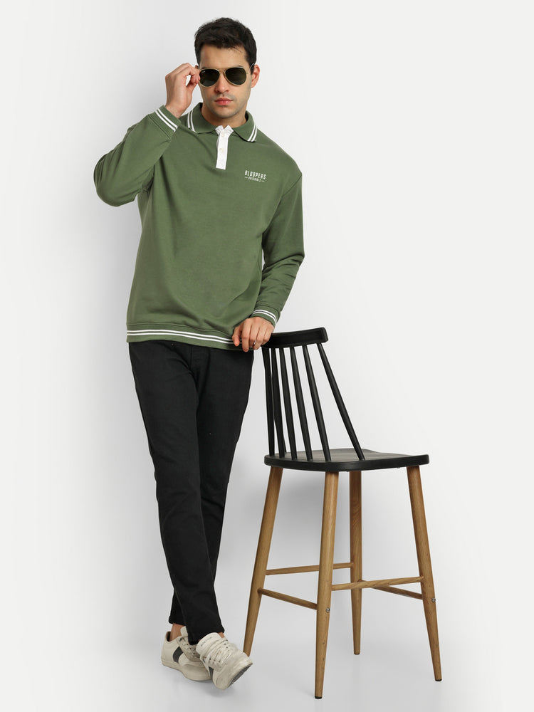 Men's Oversized Winter Wear Green Sweatshirt