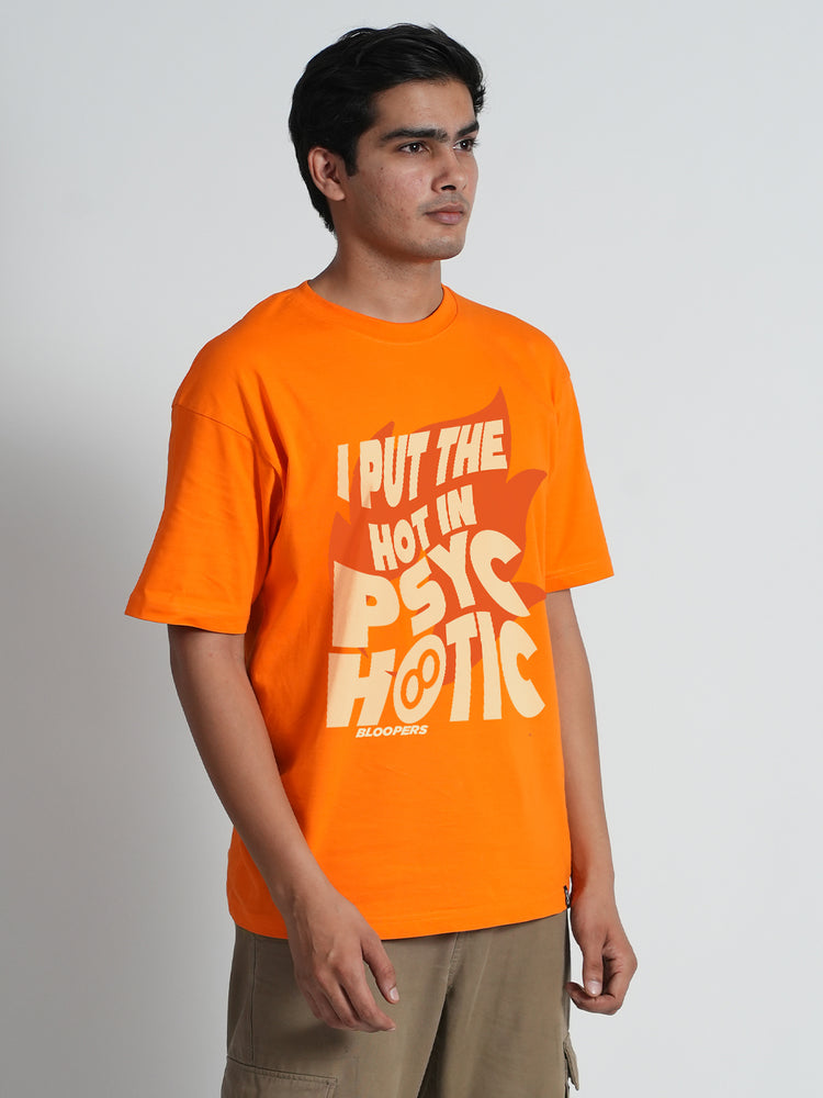 Bloopers Psychotic Orange Dropshoulder Oversized T-shirt