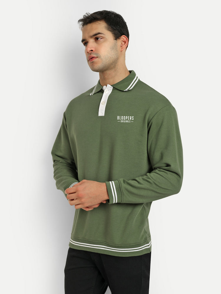 Men's Oversized Winter Wear Green Sweatshirt