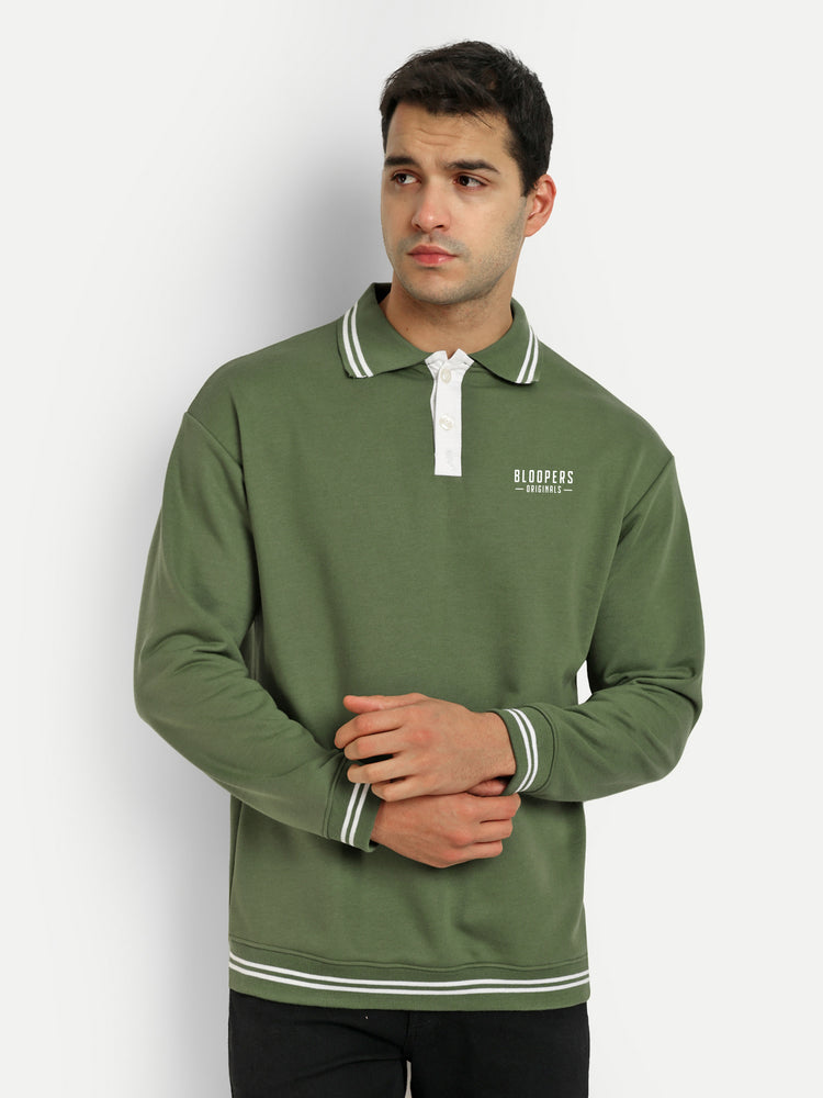 Men's Oversized Winter Wear Green Sweatshirt