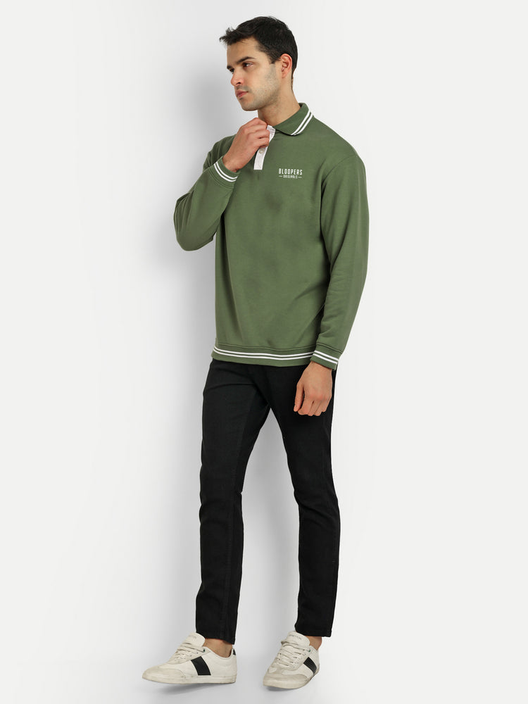 Men's Oversized Winter Wear Green Sweatshirt