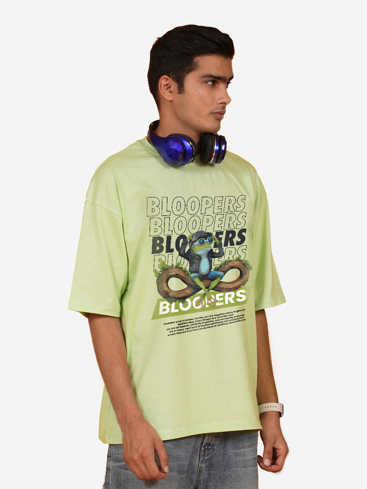 Bloopers Frog Mintgreen Oversized Graphic Printed t-shirt