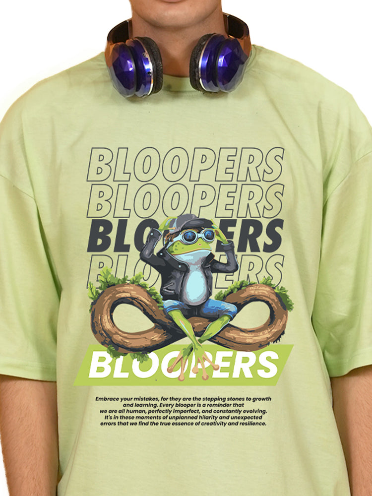 Bloopers Frog Mintgreen Oversized Graphic Printed t-shirt