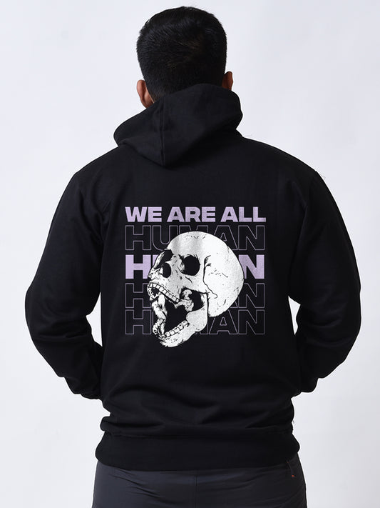 We Are All Human Graphic Print Full Sleeve Black Hoodies For Men