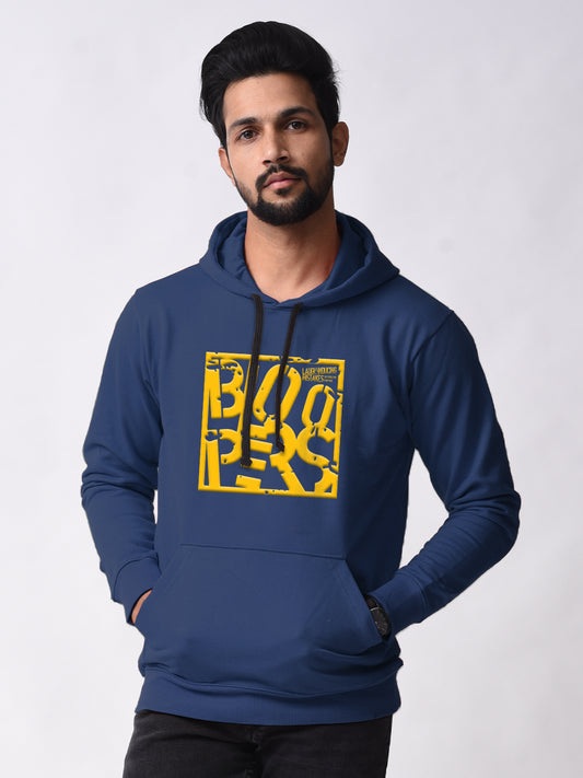 Bloopers Graphic Print Blue Winter wear Full Sleeve Hoodies For Men's