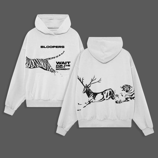 White Men's Tranding Tiger  Printed  Hoodie