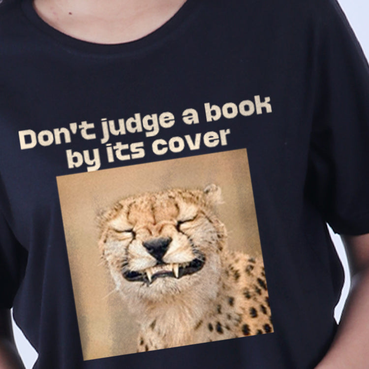 Don't judge a book Womens Regular Fit Black T-shirt