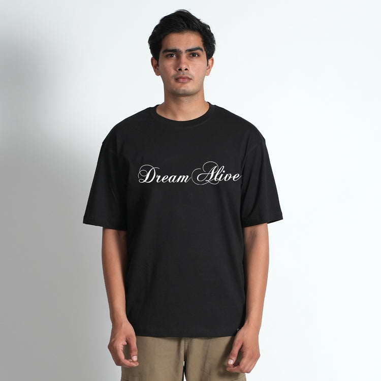 DREAM ALIVE BLACK OVERSIZED T-SHIRT