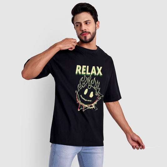 Relax emoji black oversize t-shirt